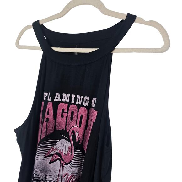 Torrid Tank Top High Neck Tank Top 1X Black Flamingo Lagoon Miami Knit Tank Top - Picture 3 of 6